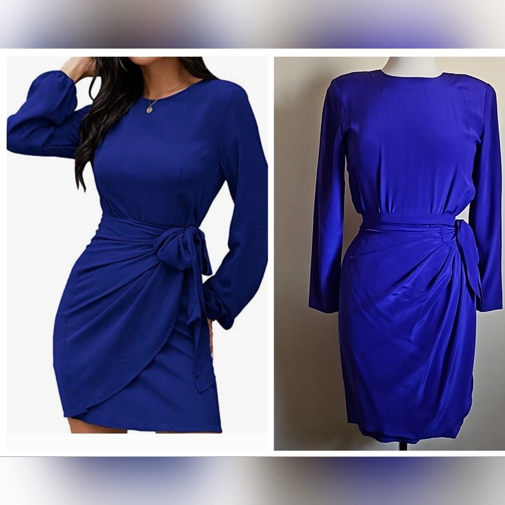 Liz Claiborne silk purple wrap tie long sleeve dress size 2